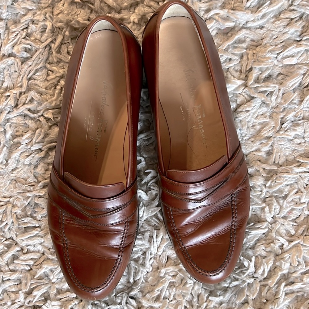 Vintage Salvatore Ferragamo Studio Brown Penny Loafers